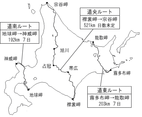 コースの地図（北海道）